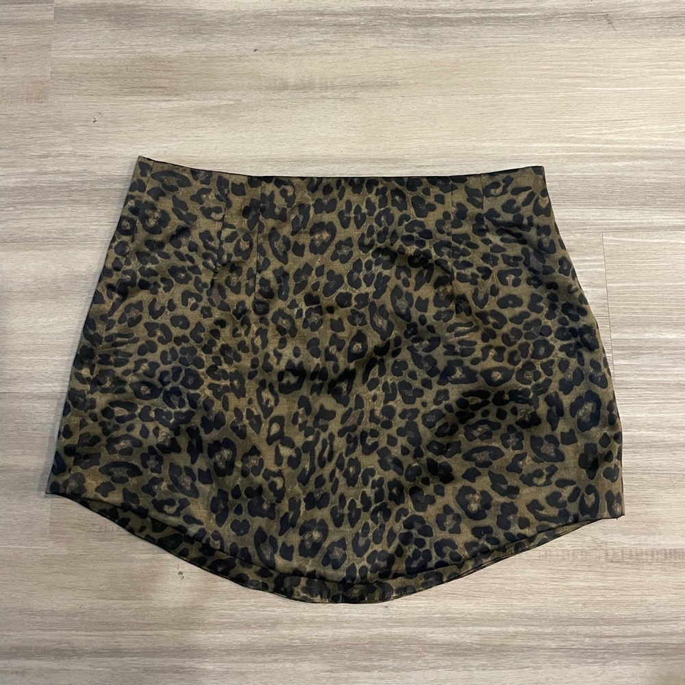 Zara animal print silk skirt